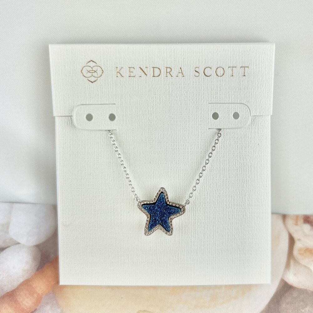Kendra Scott Jae Star blue drusy silver necklace.